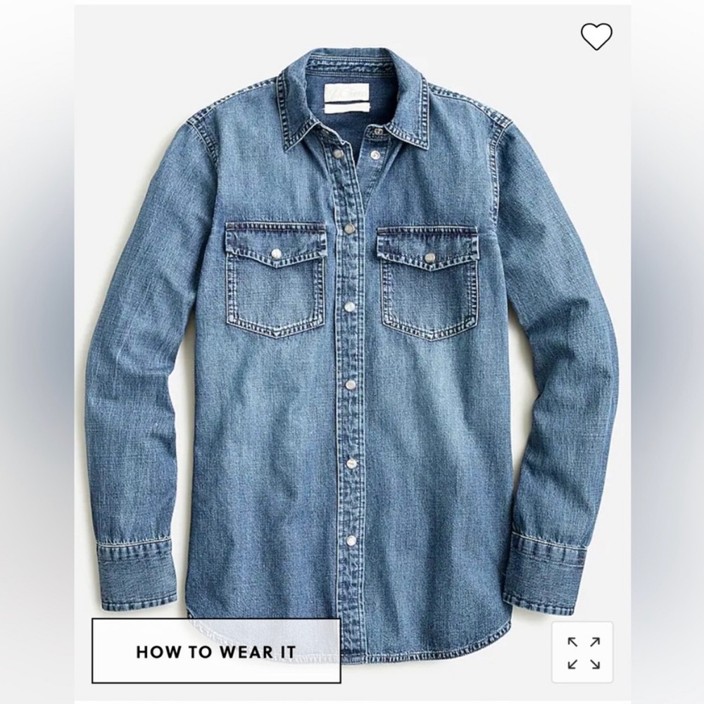 J. Crew slim-fit button shirt, chambrays dark denim 10 L worn only a few times.